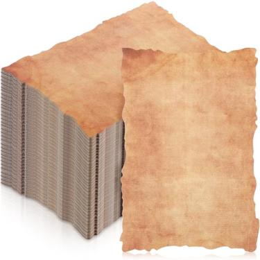 Imagem de Harloon 200 folhas de papel vintage de algodão aquarela cartolina em branco 200 g/m² de borda grossa papel virgem com borda antiga para desenho, escrita, impressão, cartões de convites decorativos (10