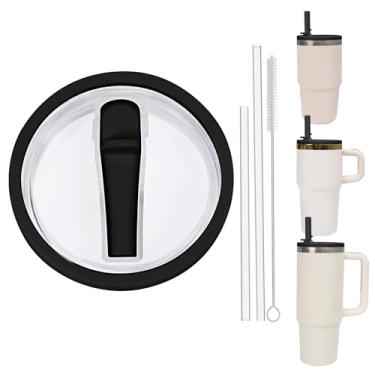 Imagem de Tampa de copo de substituição à prova de vazamento de 850 g e 590 ml com canudo - Apto para Stanley Adventure Quencher H2.0 850 g, 567 g com manipulador e copo de 590 ml sem alça (preto, 590 ml e 850