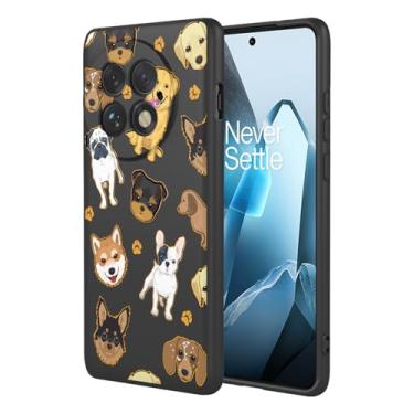 Imagem de HTXWXJC Capa de telefone para OnePlus 13, capa 1+13, capa flexível à prova de choque TPU macia com padrão de cachorro para OnePlus 13 Black Dog