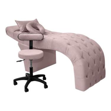 Imagem de Maca com Mocho Para Estética Facial Cílios E Sobrancelhas Veludo - SOF