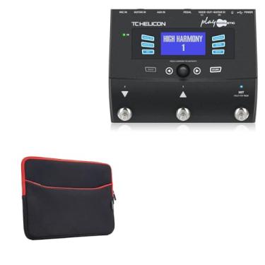 Imagem de BoxWave Capa compatível com TC Helicon Play Acoustic - SoftSuit com bolso, capa de neoprene macia manga bolso com zíper - Jet Black com acabamento vermelho