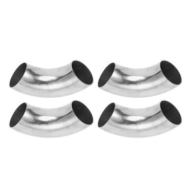 Imagem de Motoforti 4 peças 90 graus mandril curva cotovelo carro modificado tubo de escape tubulação 5.1 cm espessura OD 1,2 mm/18GA 51x160x1,2 mm 304 aço inoxidável tom prata