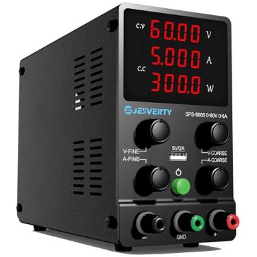 Imagem de Jesverty Fonte De Alimentação Cc Variável, 0-60 V 0-5 A Ajustável, Comutação Cc, Fonte De Alimentação De Bancada Regulada Com Display Led De 4 Dígitos De Alta Precisão, Porta Usb De 5 V/2 A, Ajuste