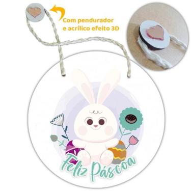 Imagem de Placa Porta com Alça Feliz Páscoa Coelho Coelha Ovo Guirlanda 20cm - F