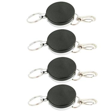 Imagem de Drchoer – Ferramenta retrátil para pesca de mosca e zinger, molinete retrátil com clipe de mola e cabo de aço de 58,42 cm, Silver & Black