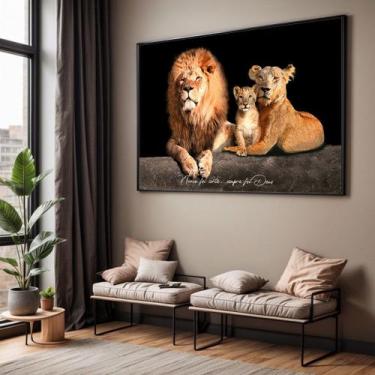 Imagem de Quadro com Moldura Sala Quarto Leão Família Nunca Foi Sorte Decorativo