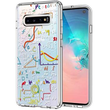 Imagem de ICEDIO Capa para Galaxy S10+ Plus transparente com desenhos florais para meninas e mulheres, capa protetora de TPU à prova de choque slim fit para Samsung Galaxy S10+ Plus fórmula matemática