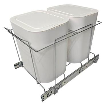 Imagem de Lixeira Dupla Aramada 24L Branca Fixação de Base Tampa Click - Metais 