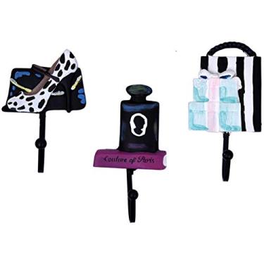 Imagem de Stephanie Imports Ganchos de parede decorativos Fashionista Couture de resina (conjunto de 3)