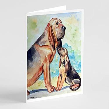 Imagem de Caroline's Treasures 7014GCA7P Cartões de felicitações e envelopes Bloodhound Momma's Love, pacote com 8, 7 x 5, multicolorido