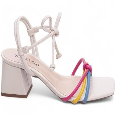 Imagem de Sandália Feminino Cordão Em Napa Salto Grosso 5,5 (Off White, BR, Adulto, Numérico, 39)