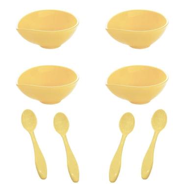 Imagem de Sobrem 4 Cremeiras 120Ml + 4 Colheres Amarelo Polipropileno