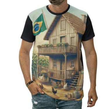 Imagem de Camiseta Roça Brasileira Vida Rural Sítio Bandeira Arte - Darkwood, 8 