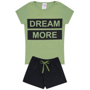 Imagem de Conjunto de Verão Infantil Feminino Blusa Verde e Shorts Preto Ocean -