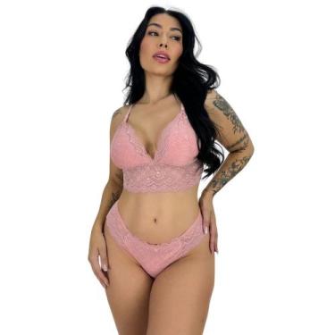 Imagem de Conjunto de Sutiã Sem Bojo e Calcinha Renda Transparente Sexy Lingerie