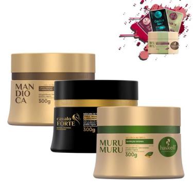 Imagem de Kit Haskell Máscaras Mandioca Cavalo Forte Murumuru 300g