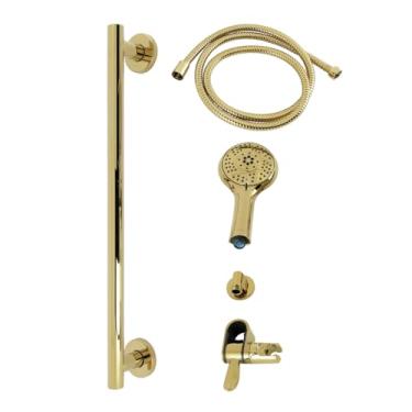 Imagem de Kingston Brass KAK1542E Feito para combinar com sistema deslizante/barra de apoio e chuveiro de mão, 14 cm (C) x 7-1/10.2 cm (L) x 27-1/20.3 cm (A), latão polido