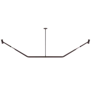 Imagem de Naiture varão de cortina de chuveiro neo-angular de alumínio com suporte de teto, 91 cm x 66 cm x 91 cm, acabamento bronze polido a óleo