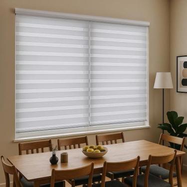 Imagem de Persiana Double Vision Sunny 240larg x 160alt Branca (2 pçs) - Top Fle