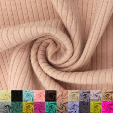 Imagem de Stylish FABRIC Tecido de malha canelada 134.6 cm de largura 4x2 da The Yard – Mistura de poliéster rayon elastano – 370 g/m² – pesado, vestidos elásticos em 4 vias, leggings, loungewear e artesanato