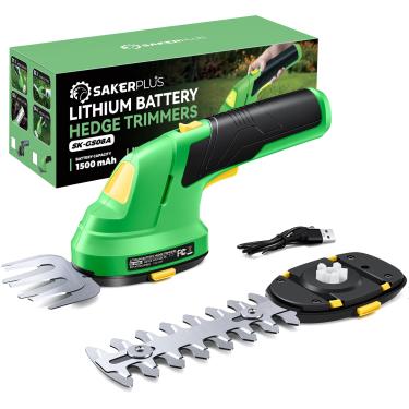 Imagem de SakerPlus Tesoura De Grama Sem Fio E Aparador De Cerca Viva - Aparador De Arbustos Elétrico 2 Em 1 De 7,2 V, Cortador De Grama Portátil Leve, Aparador De Arbustos Recarregável Com Cabo Tipo C Inclu