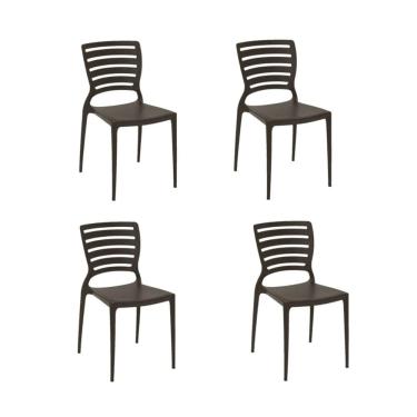 Imagem de Kit 4 Cadeiras Sofia Marrom Tramontina Encosto Vazado Horizontal 92237/109