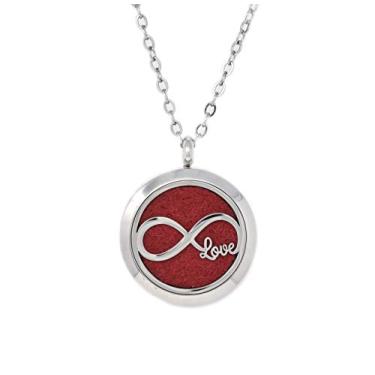 Imagem de Difusor de óleo essencial de aromaterapia, pingente de medalhão magnético prata de aço inoxidável 2 tamanhos de corrente, almofadas de refil e pulseira difusor em uma bolsa de veludo