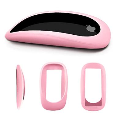 Imagem de Capa elástica contra poeira para Apple Magic Mouse 1 e 2, capa protetora de silicone antiarranhões bolsa de transporte, rosa