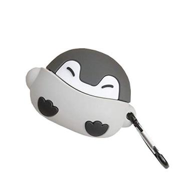 Imagem de TOU-BEGUIN Capa compatível com Airpods Pro, design criativo de animais pinguim cinza, capa de fone de ouvido sem fio, acessórios de silicone macio à prova de choque com gancho