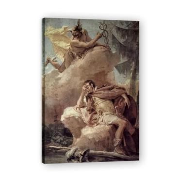 Imagem de Impressão em tela Exortando Enéias a Deixar Giovanni Battista Tiepolo – Obra-prima rococó barroca, pintura escolar de Veneza, pintura a óleo decorativa para galeria doméstica 50 x 75 cm