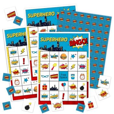 Imagem de YUEXLL Superhero Bingo Card Set - 24 Players, Activities for Family Party, 5x7 inches Bingo Game Kit, Friends Bingo Game New Year Activities Supplies, Festival Gift for Adult Teen -05