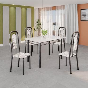 Imagem de Conjunto Sala de Jantar com 4 Cadeiras Lara Arabesco / Prata