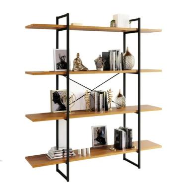 Imagem de Estante Livreiro Estilo Industrial Málaga 4 Prateleiras 170cmx150cm