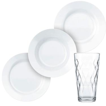 Imagem de Aparelho De Jantar Duralex Opaline 16 Peças Branco Com Transparente
