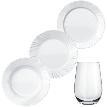 Imagem de Aparelho De Jantar E Sobremesa Duralex Pétala 24 Peças Branco