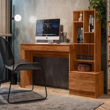 Imagem de Escrivaninha Office Com Estante Biblioteca Lion Cinamomo Mel - Mabe Magazine