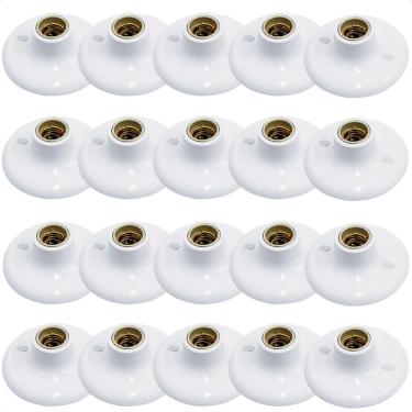 Imagem de Kit 20 Plafons Taschibra Porcelana Redondo E27 Bivolt Branco