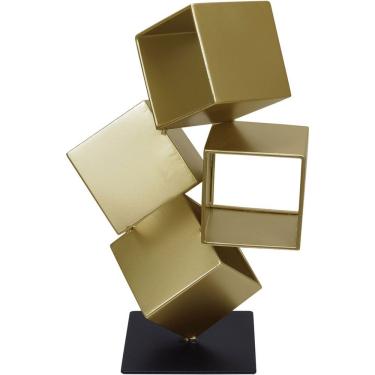 Imagem de Escultura Decorativa Enfeite Cubos Home&co Metal 31x19x19cm Dourado