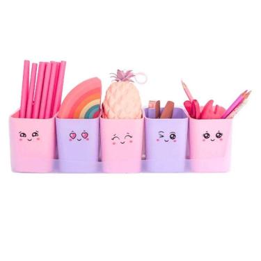 Imagem de Kit Com 5 Porta Objetos Doçura Rosa E Roxo - Dello