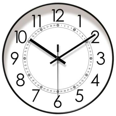Imagem de Ogetok Relógio de parede de 30 cm, relógios de parede redondos operados por bateria, relógio digital ultra silencioso sem tique-taque, relógio decorativo moderno para casa, escritório, escola, cozinha