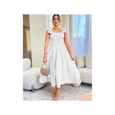 Imagem de Vestido Longo de Linho Forrado com lacinho no Ombro Bojo - Dinamotion,