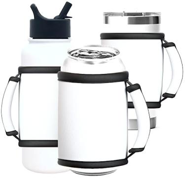 Imagem de TahoeBay Alça Universal Para Copos (Pacote Com 3) Garrafas De Água, Latas E Isoladores Refrigeradores - Neoprene Bebida Compatível Yeti, Brümate Hydro Flask (Branca)