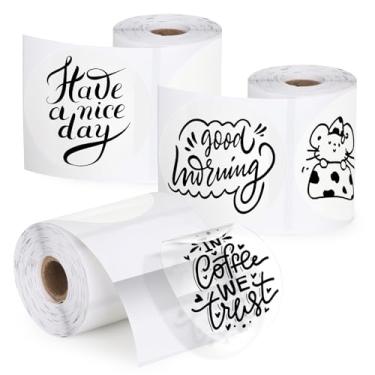 Imagem de HuiJuKeJi 3 rolos de etiquetas térmicas redondas transparentes, papel adesivo direto circular de 5 cm para Phomemo M220/M221/M100/M110/241BT, etiqueta adesiva personalizada transparente multiuso - 140