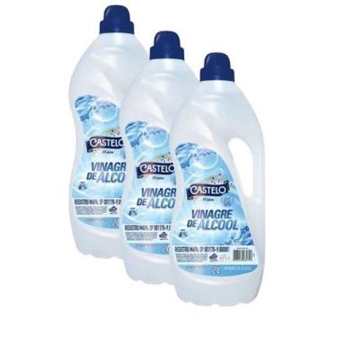 Imagem de Kit 3 Vinagre De Alcool 6% Para Limpeza Castelo 2 Litros