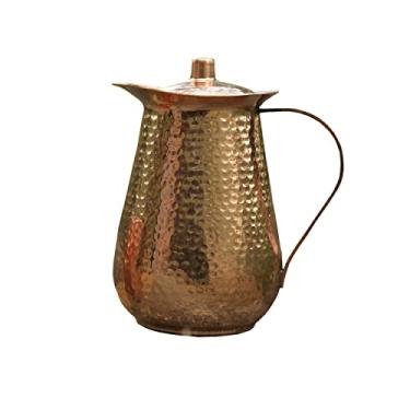 Imagem de Jarro de cobre puro para água potável com tampa, jarra de água de 1,927 g, jarras e conjuntos de bebidas