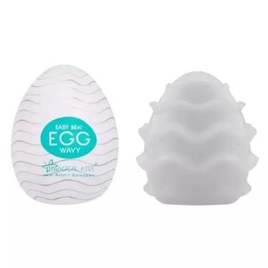 Imagem de Masturbador Masculino em Silicone, EGG Wavy, 7cm x 5,2cm, Branco