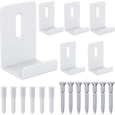 Imagem de BAGTeck Clipes de Espelho de Metal, Kit de Clipes de Cabide de Espelho de Canal Largo, Clipes de Retenção Grandes e Pesados para Espelhos com Parafusos, Clipes de Espelho para Mont (45355, Branco)