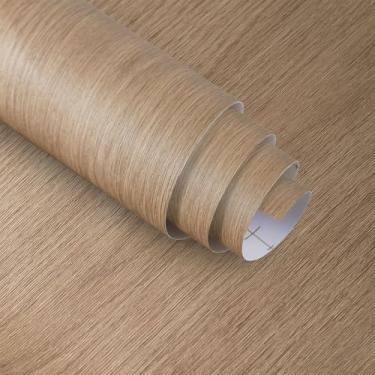 Imagem de Papel de parede de madeira de carvalho marrom claro descasque e cole papel de contato de madeira 40 cm x 497 cm Papel de contato de grão de madeira removível à prova d'água para armários mesa móveis