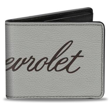 Imagem de Buckle-Down Carteira Chevy, Bifold, Chevrolet Script Branco Marrom, Couro Vegano