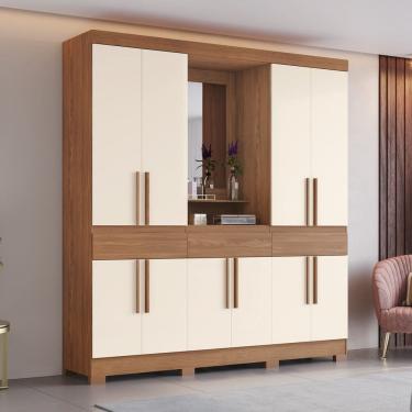 Imagem de Guarda Roupa Casal 10 Portas 3 Gavetas com Espelho e Pés em ABS